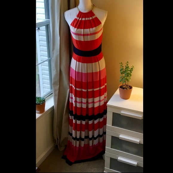 Eliza J Maxi Striped Halter Dress - Picture 2 of 8